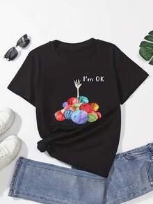 Camiseta de moda para mujer - Negro - Ver 3