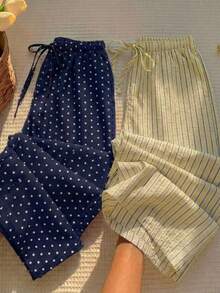 Pantalones a rayas rosas para mujer, vacaciones de verano - Multicolor - Ver 12