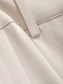 Pantalones casuales de mujer con bolsillo delantero liso, estilo casual de negocios, pantalones de vestir de mujer de talle bajo - Rosa - Ver 7