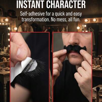 Realistic Plush Fake Mustache And Eyebrow Set, Funny Costume Prop For Halloween Party, Gentleman Handlebar Mustache + Fake Eyebrows, Vintage Party Cosplay Accessory, Suitable For Portraying Characters Like , Old-Fashioned Gentlemen, Pirates, And Matching Retro British, Mexican Themed Outfits