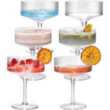 Bộ ly coupe bằng acrylic trong suốt có gân, dung tích 2-8 oz (khoảng 226,8g), không vỡ, dùng cho cocktail, martini và champagne - đường kính khoảng 10,2cm, cao khoảng 14,0cm, ly nhựa coupe tái sử dụng, dùng trong nhà và ngoài trời. - Xem 13