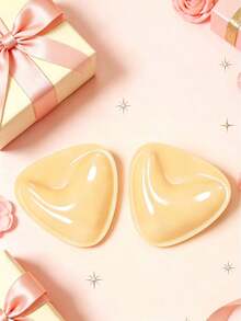 2pcs/Set Double-Sided Adhesive Invisible Bust Pads, Seamless Breast Enhancers, Reusable Bust Pads Suitable For Strapless, Backless Dresses, Swimwear And Sports Bras - Khaki - View 3