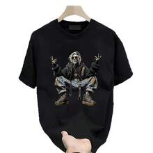 Camiseta de manga corta de alta gama para hombre, nueva marca de moda de verano 2025, camiseta de cuello redondo de algodón puro con estampado sencillo para hombre. OEXA - 200 g de algodón puro - negro - Ver 5