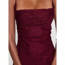 Nueva moda y versátil falda larga femenina vino rojo sensual con exquisitas tirantes calientes - Burdeos - Ver 4