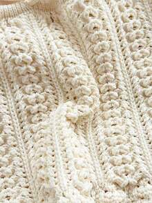 2 piezas Conjunto de top sin espalda de crochet y falda de cintura baja sexy para vacaciones, adecuado para festival de música, estilo bohemio, vacaciones, citas, té de la tarde - Blanco - Ver 8