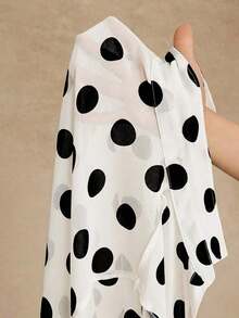 Blusa de manga larga de chifón con elegante estampado de lunares retro francés de alta calidad, camisa versátil con estampado de lunares para atuendos de oficina y vacaciones - Blanco - Ver 8