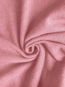 Blusa de punto de manga corta de unicolor y estilo minimalista, para uso diario - Rosa - Ver 7