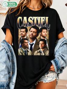 Vintage Unisex Castiel Angel Of The Lord Bootleg T-Shirt, Inspired By The Castiel TV Series, A Gift For Fans Of The Television Actors - Black - View 1