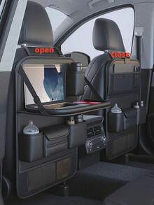 1pc Black Leather Car Seat Back & Trunk Storage Organizer - Multi-Pocket Design, Water-Resistant Surface, Load-Bearing, Easy To Clean, Suitable For SUV, Sedan And Hatchback, Suitable For Hanging Miscellaneous Storage - Upgraded Version - View 11