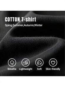 Women's Casual T-Shirt, 180G Crew Neck Design, Stretchy Material, Unisex Jacket, Suitable For All Seasons, Ideal For Exercise. An Excellent Gift Choice For Halloween, Thanksgiving, And Christmas, Suitable For Friends And Family, Both Men And Women. - 黑色 - 查看 6