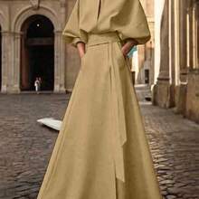 Women Long Dresses - Khaki - View 1