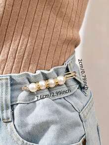 2pcs Pants Waist Cincher Clips, Anti-Exposure Brooch - Off-white 2pcs - View 4