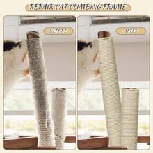 Cuerda de sisal para rascador de gatos de 1/4 pulgadas x 400 pies en total, cuerda de árbol para gatos y gatos, piezas de repuesto, cuerda de cáñamo, para estantes de gatitos, tableros, - como en la foto - Ver 5