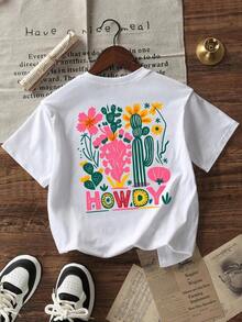 Camiseta de manga corta con cuello redondo, corte holgado, estampado sencillo con eslogan, para mujer, ideal para el verano, vacaciones y uso diario.Camiseta de Mujer.Blanco - Blanco - Ver 10