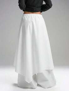 2025 Nuevas Llegadas Minimalistas Otoño Falda Asimétrica Negra de Moda para Mujer + Pantalones Anchos de Pierna Ancha, Estilo Minimalista Japonés Andrógino, Silueta Minimalista Callejera, Moda Oscura Grunge, Pieza Vanguardista, Esencial de Moda de Regreso a la Escuela, Homecoming, Estilo de los 2000, Ropa de Mujer Y2K, Ropa de Calle - Blanco - Ver 2