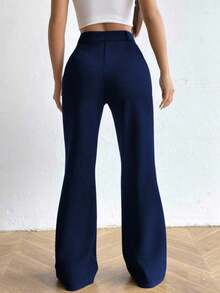 Pantalones acampanados de cintura alta - Azul marino - Ver 2
