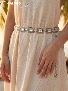 [Vintage Gold Rhinestone Carved] Square Waist Chain For Women 2024 New Ins Luxury Waist Chain, Y2K Multi-Layer Tassel Waist Belt Accessory For Dress - Waist Chain - View 2