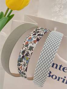 3 bộ phụ kiện, băng đô hoa và họa tiết kẻ caro cho bé gái, dây buộc tóc vải viền rộng ngọt ngào, trang sức tóc chống trượt thời trang, phù hợp mặc hàng ngày và đi du lịch - Nhiều màu - Xem 8