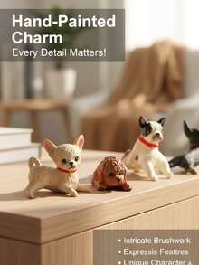 1-5pcs Cute Puppy Desktop Computer Decor, Vivid Posture, Exquisite & Compact, Resin Material, Can Decorate Monitor, Office Desk, Fish Tank, Also A Special Gift - Multicolor - View 4
