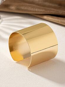 1 pieza Elegante brazalete abierto versátil con textura, estilo minimalista europeo y americano - Dorado - Ver 7
