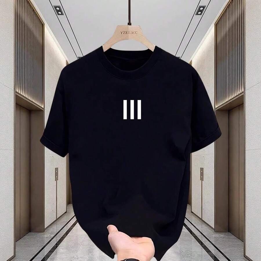 Tres elegantes camisetas de manga corta de verano para hombre, estilo americano, de algodón puro resistente, versátiles, holgadas, casuales, adecuadas para parejas. TQ3Q - 250 g de algodón puro - negro - Ver 1
