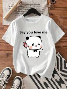 1 Camiseta informal de cuello redondo de algodón para mujer Camiseta deportiva para mujer Camiseta para hombre Camiseta para parejas Regalo de San Valentín Regalo de cumpleaños Regalo de Navidad Camiseta unisex Transpirable, suave, para deportes al aire libre, manga corta, apta para todas las estaciones, 100 % algodón puro. - Blanco - Ver 6