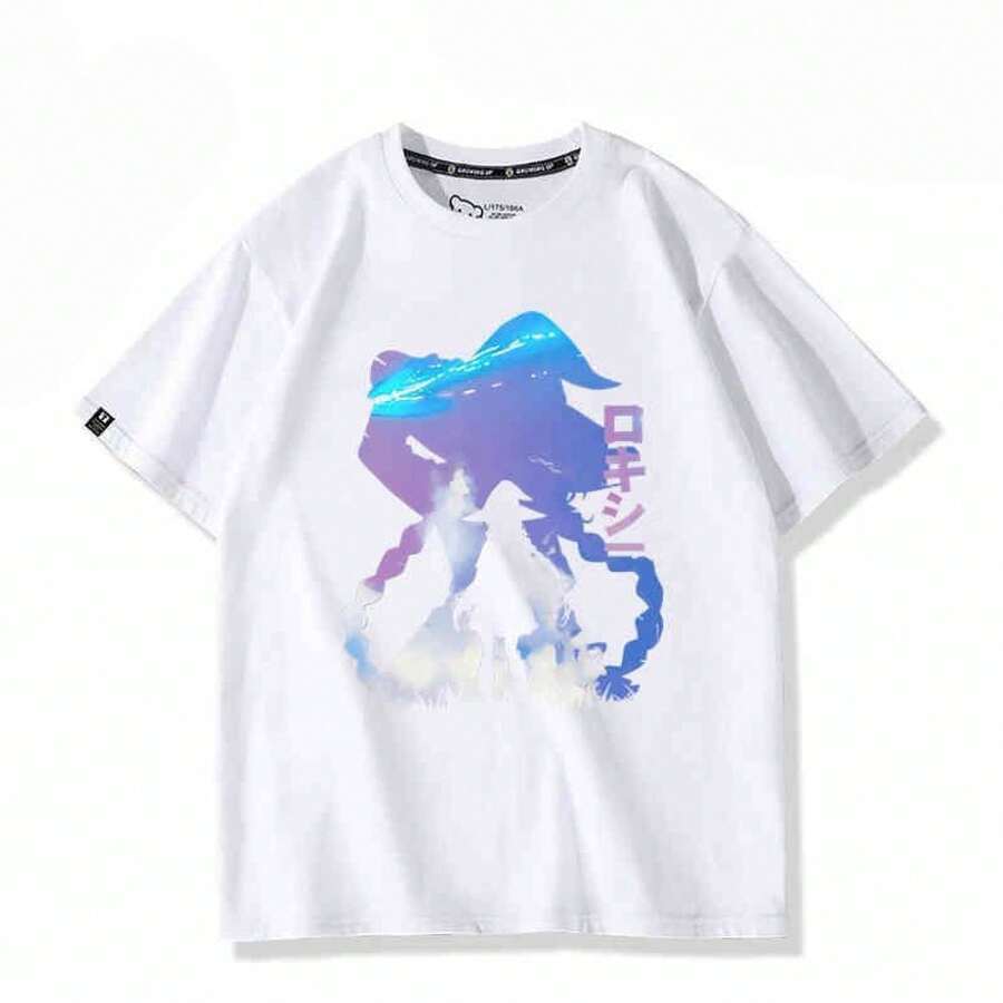 Camiseta de manga corta de Roxy de la marca de anime Jobless Reincarnation, ropa de verano para hombres y mujeres, moderna y transpirable. - Blanco - Ver 1
