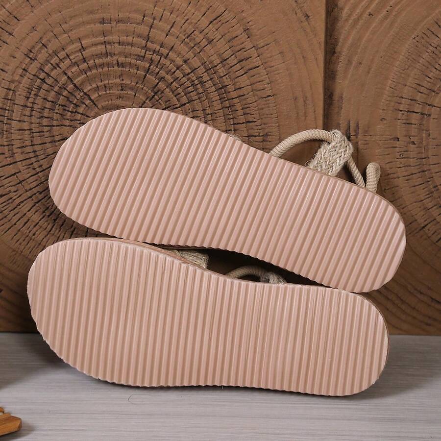 EVA Lace-Up Sandals For Beach Vacation, Outdoor Summer - Flax Yellow - View 1