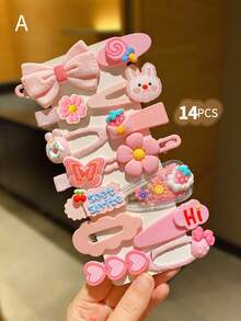 14/28/42pcs Colorful Multi-Element Cute Girl Hair Clips And Hair Accessories - Multicolor - View 15