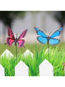 10pcs Colorful Butterfly Wedge Decor, 3D Waterproof Butterfly Decorations, Butterfly Party Decor, Garden Wedge Decor For Lawn And Planter, Wedding Party Decor, Garden Decoration, Modern Valentine's Day Home Decor, Glow-In-The-Dark Decor For Planter And Pot, Garden Decoration - Multicolor - View 7