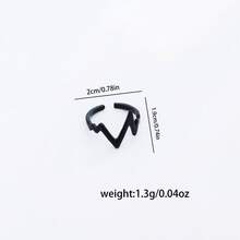 Anillo con forma de rayo curvo, anillos de pareja con estilo minimalista coreano tipo electrocardiograma - Negro - Ver 2