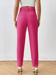 Pantalones entallados con cinturón - Rosa Fucsia - Ver 2