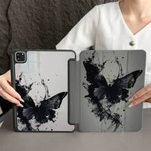 1 件装黑色水墨蝴蝶印花保护套，带笔槽，适用于 iPad 10.9/10.2/ Air 第五代/Pro 11/第十代/9.7/Air 2/（第七代）/（第八代）/ Air 4/5/ Pro 11/ 第十代 10.9 英寸 2022 款智能保护套/ Air 13（M3 2025）/ Air 11（M3 2025）/ Air 11（M3 2025）/ 11（A16 2025），兼容华为 MatePad - 彩色 - 查看 9