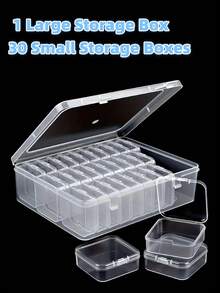 1/15/16/31 piezas Cajas de almacenamiento de plástico transparente de uso múltiple, Contenedores de almacenamiento de cuentas transparentes mini con tapas con bisagras, Cajas de suministros de artesanía transparentes rectangulares para organizar pendientes, anillos, joyería y accesorios de arte de uñas - Multicolor - Ver 12