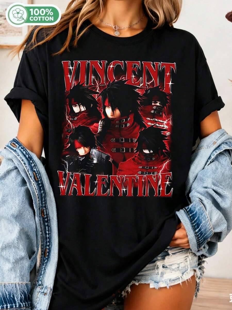 Vintage Retro T-Shirt From The 90s, A Tribute To Vincent Valentine, Vincent VII Gifts For Women And Men - Black - View 1