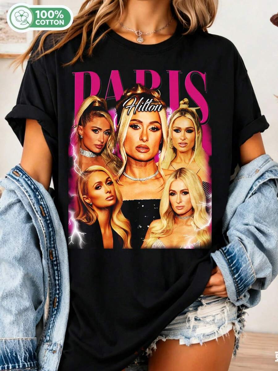Paris T-Shirt - Funny Retro 90s Shirt, TV Series Actress, Sweatshirts, Hoodie............___ - Black - View 1