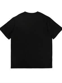 Black Cotton T-Shirt With Colorful Magical Elf Cartoon Print,  And On - Hitam - View 2