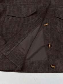 Chaqueta Casual de Mujer con Hombros Caídos, Manga Larga, Cierre de Botones, Bolsillos Cargo, para Otoño e Invierno - Café integral - Ver 6