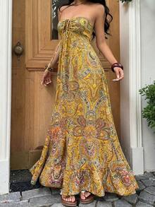 Women Midi Dresses - Orange - View 3