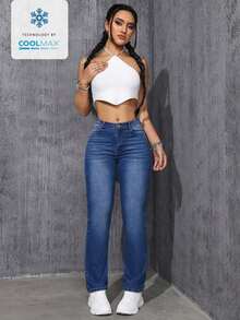ICON Jeans De Pierna Recta Lavados Para Mujer - Azul lavado oscuro 3 - Ver 6