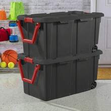 Sterilite Extra Large Storage Bin, 40 Gallon Wheeled Plastic Storage Container With Handle, Black, Pack Of 2, Industrial - Bộ 2 chiếc - Màu xám - Xem 4