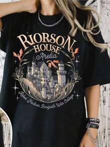 "Novedad 2026" Camiseta de Mujer Talla Grande Negra de Manga Corta con Cuello Redondo y Estampado Digital Vibrante, Lavable a Máquina, Corte Regular para Atuendo Casual - Rojo - Ver 1