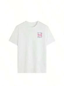 Women's Short-Sleeved, Round-Neck T-Shirt In A Casual, Summery Style, Featuring A Simple And Versatile Palm Tree Slogan Print, Suitable For Everyday Wear. Graphic T-Shirt, Women's Vacation Top. - 白色 3 - 查看 4