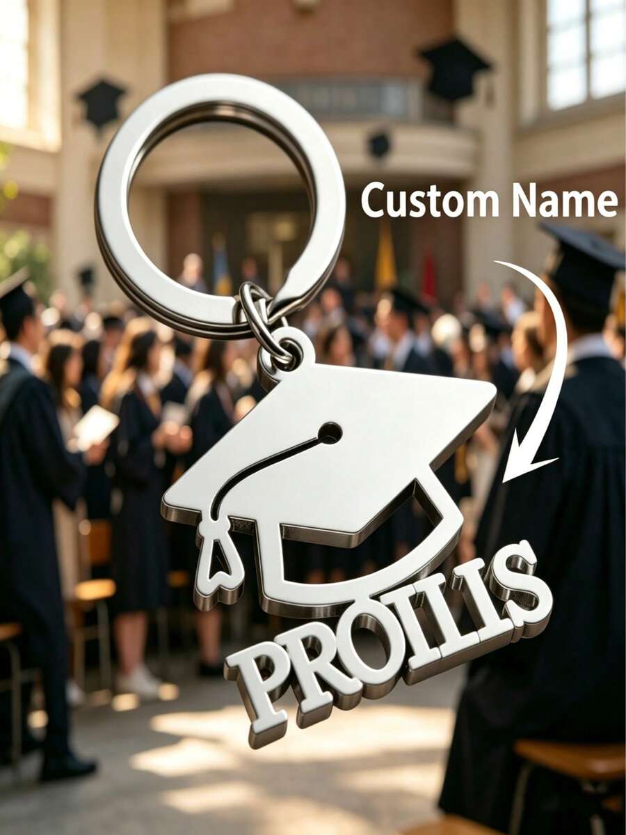 Customized Name Keychain, Personalized Name Tag Keychain, Unisex Promotion, Doctor's Hat Keychain, Fashionable Bag Pendant, Durable Keychain, Keychain, Graduation Gift, Graduation Commemorative Accessory, Graduation 2026 - Multicolor - View 1