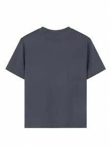 Camiseta de manga corta para mujer con estampado gráfico, apta para uso diario, salidas casuales, fines de semana y vacaciones, estilo relajado, de cuello redondo, confeccionada en poliéster, ideal para primavera y verano. Envío nacional disponible en México. - Gris - Ver 2