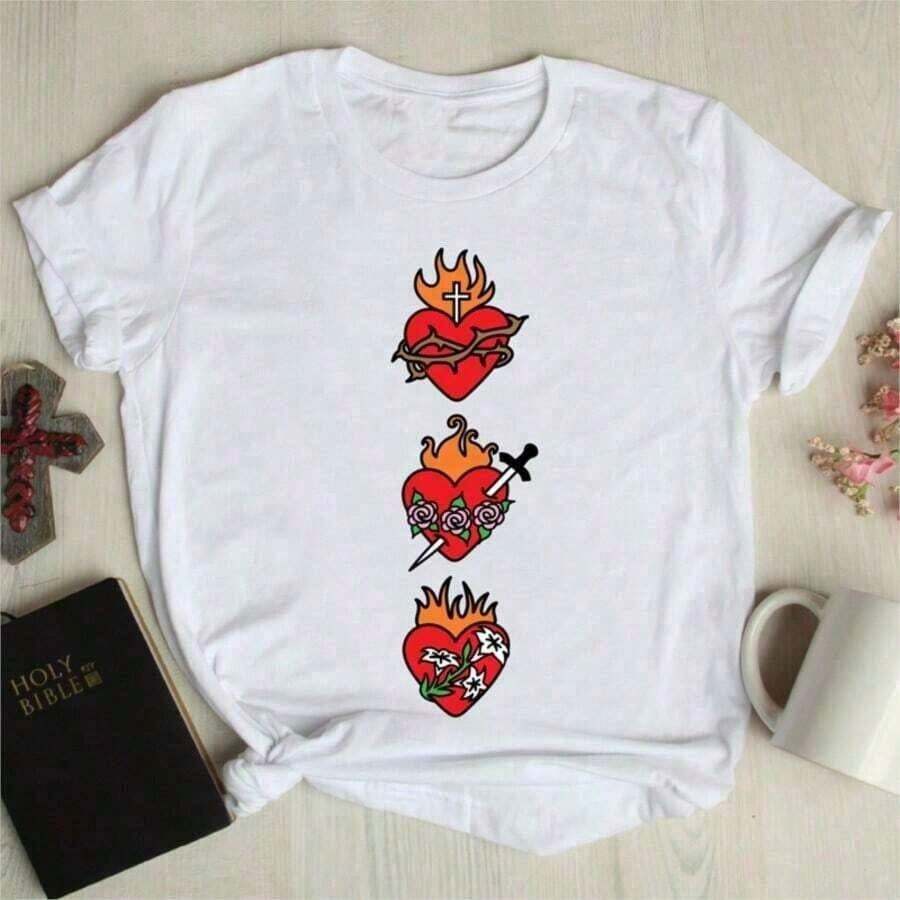 Women's T-Shirt With Colorful Butterfly And Petal Print For A Super Happy Summer, Fashionable Short Sleeve Round Neck T-Shirt, Cute Cartoon T-Shirt For Women, Women's Clothing - 青銅 - 查看 1