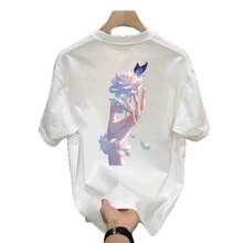 Camiseta de manga corta de estilo americano, cuello redondo, de algodón grueso, nuevo modelo unisex, marca de moda, camiseta básica estilo ins. X4KC - 200 g de algodón puro - negro - Ver 5