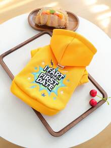 1 pieza Ropa para mascotas, Lindo atuendo para perros/gatos pequeños, Serie de sudaderas cómodas, Diseño de explosión de trasero, Adecuado para primavera y otoño - Amarillo - Ver 4