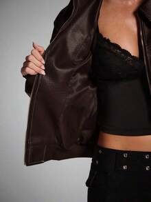 Chaqueta marrón de moda para mujer para ir al trabajo, otoño - Café integral - Ver 9