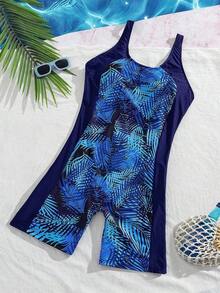 Swim Lushoire Traje de baño de una pieza con estampado floral, estilo vacacional para tallas grandes - Multicolor - Ver 6